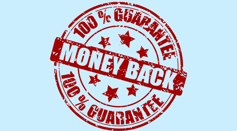 100% money-back guarantee stamp